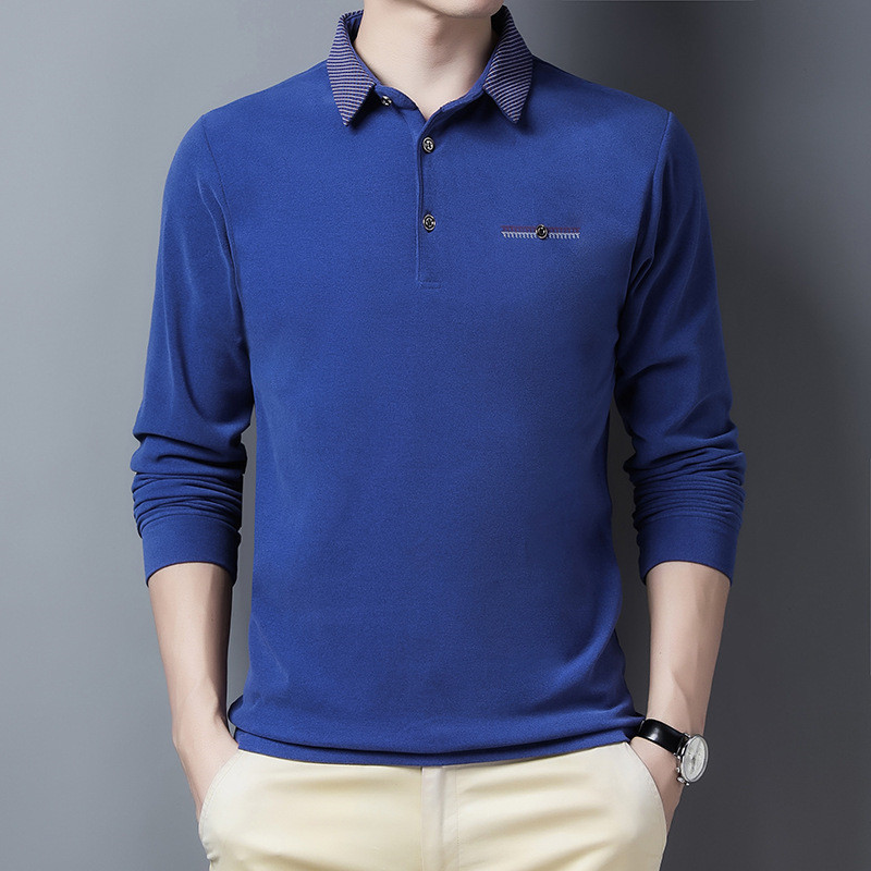 Ymwmhu Wine Red Polo Shirt for Men Long Sleeve Autumn and Spring Collared Shirt Solid Casual Polo Shirt Korean Fashion Clothing 210308