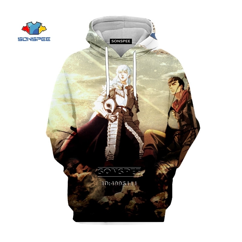 SONSPEE 3D Print Manga Comics Berserker Retro Style Classic Hooded Hoodies Sweatshirts Hoody Casual Clothes Hip Hop Tracksuits 201020