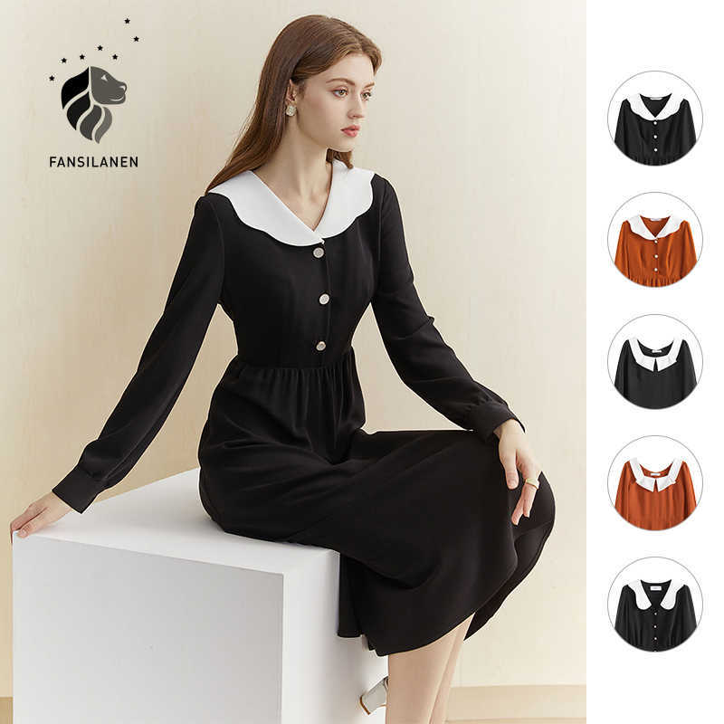 FANSILANEN Autumn vintage long black dress Women sexy puff sleeve slim elegant shirt Winter party retro office 210607, Black ruffle
FANSILANEN Autumn vintage long black dress Women sexy puff sleeve slim elegant shirt Winter party retro office 210607, Black ruffle