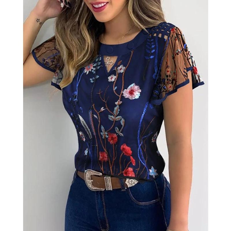 Women's Blouses & Shirts Elegant Vintage Floral Embroidery Sheer Mesh Flutter Sleeve Cutout Casual Women Blouse, White
Women's Blouses & Shirts Elegant Vintage Floral Embroidery Sheer Mesh Flutter Sleeve Cutout Casual Women Blouse, White