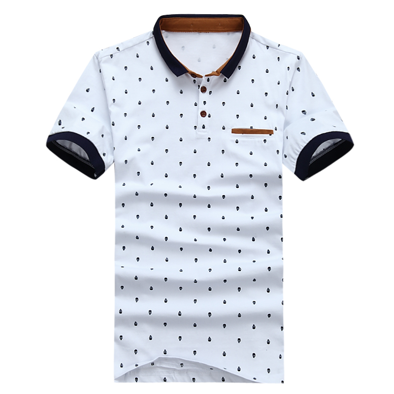MIACAWOR New Polo shirt Men 95% Cotton Summer Shirt Short-sleeve Poloshirts Fashion Skull Dots Print Camisa Tops Tees MT437 T200505