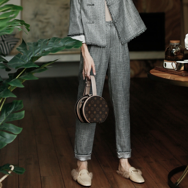 ROJAY Improved Straight Cheongsam Pants Women Chinese Style Casual Pencil Pants High-Waist Vintage Temperament T200113