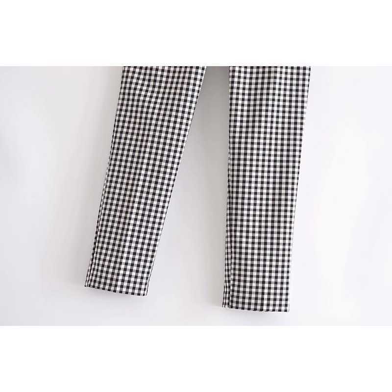 Vintage Women Plaid Hight-waist Pants Casual Woman Fashion Checkered Trousers Chic Lady pantalon pour femme 210709