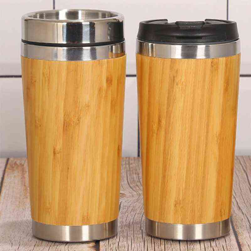 Stainless Steel Liner Tumbler Wooden Insulated Coffee Mug Travel Camping Cup Thermos Bottle with Lid Gift 2111238879446