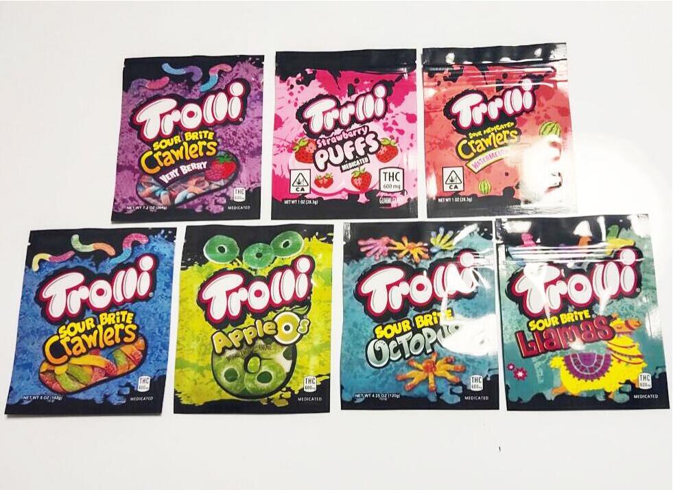 12 Types NEW hot mylar bag trolli trrlli Errlli edibles Gummies packaging smell proof resealable zipper pouch 600mg custom logo 2021df
12 Types NEW hot mylar bag trolli trrlli Errlli edibles Gummies packaging smell proof resealable zipper pouch 600mg custom logo 2021df