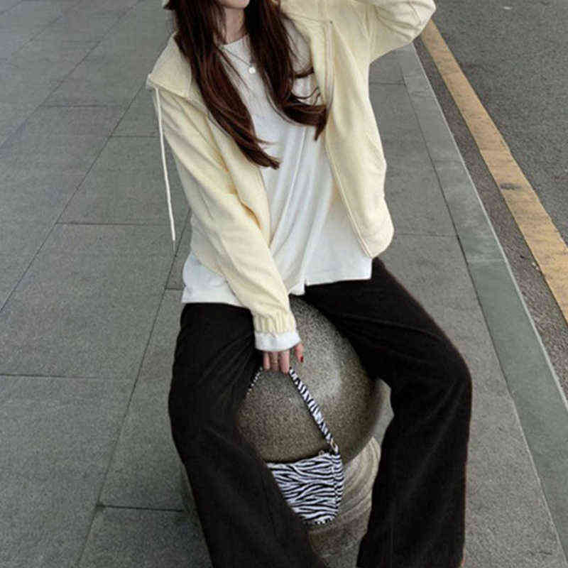 Beige Corduroy Wide Leg Pant Korean Style Soft Girl Pink Spring Plus Size Black Trousers For Female Oversize 211124Z
