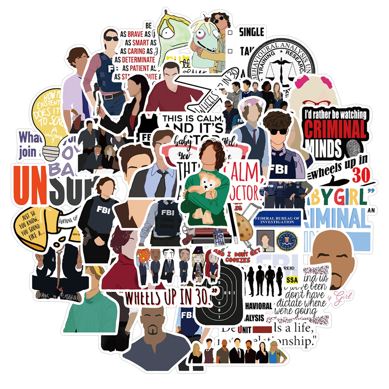 50pcs Criminal Psychology Movies Car Stickers Star American Drama Decals Graffiti For Notebook Racing Skateboard Games Luggage Helmet Guitar Motorcycl