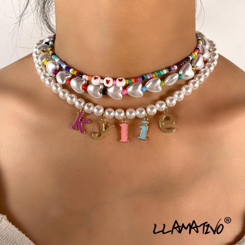 Chains Bohemian Imitation Pearl Beaded Letter Choker Necklace For Women Cute Heart Rainbow Seed Beads Chain Necklaces Jewelry Gift
Chains Bohemian Imitation Pearl Beaded Letter Choker Necklace For Women Cute Heart Rainbow Seed Beads Chain Necklaces Jewelry Gift