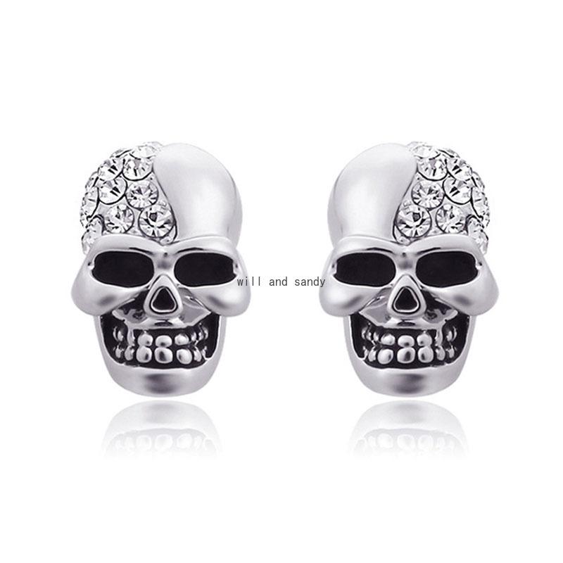 Celtic Skull Earrings Stud Men Women Vintage Punk Zircon Diamond Studs Ear rings Fashion piercing jewelry will and sandy