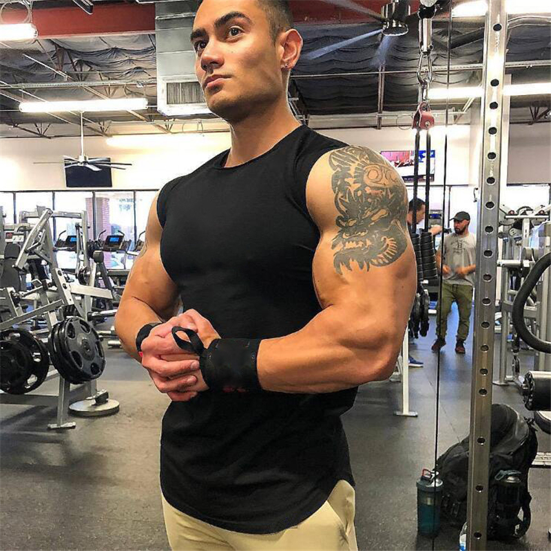 Men's Compression Sleeveless Tight Shirt Fitness Mens Blank Tank Top Workout Vest Cotton Muscle Tank Top Gyms Cothing 210308