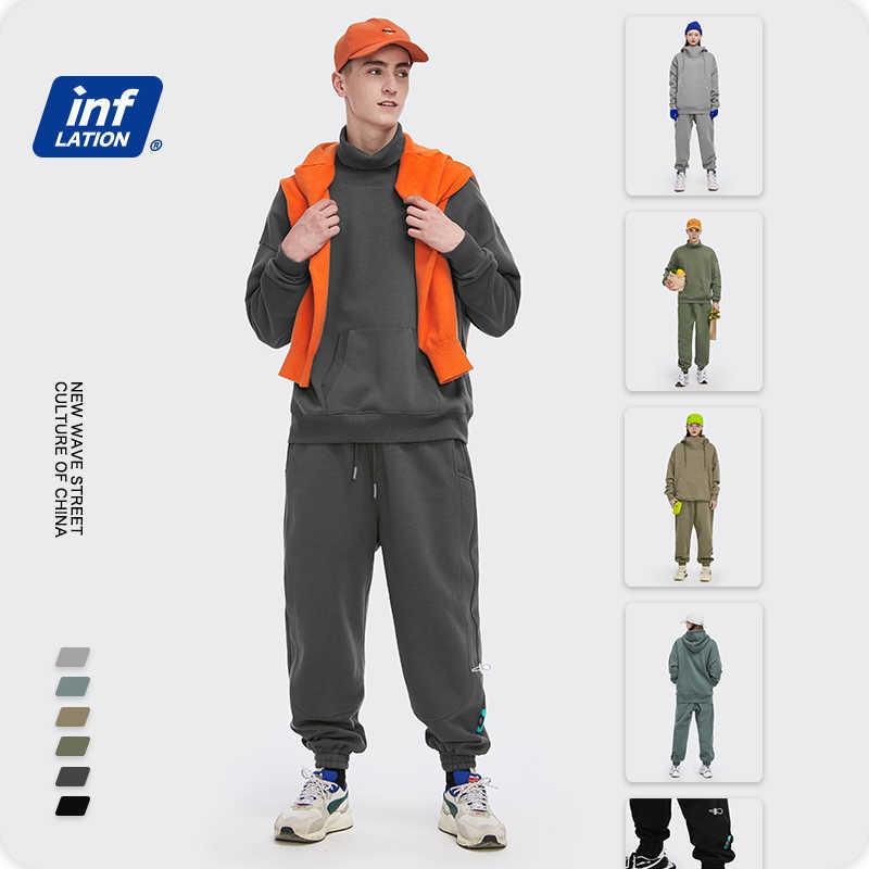 INFLATION Loose Fit Men Fleece Sweatpant Winter Warm Joggers Pants Unisex Elastic Waist Sweatpant Mens Track Pants 3206W 210930