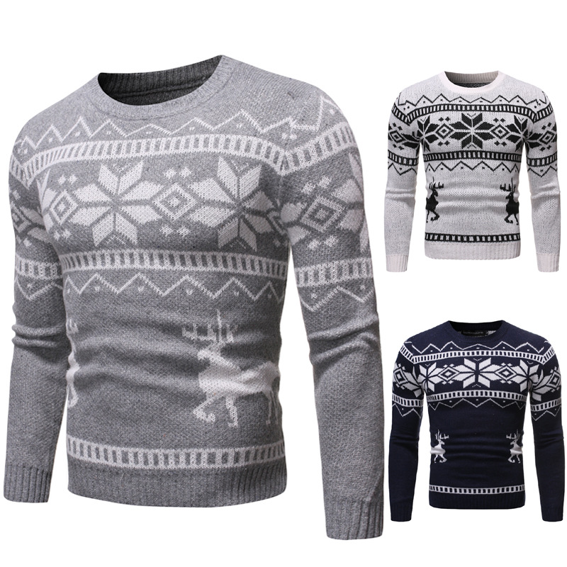Wholesale-Mens Vintage Novelty Jumper Print Sweater Christmas Rudolph Winter Fairisle Coat