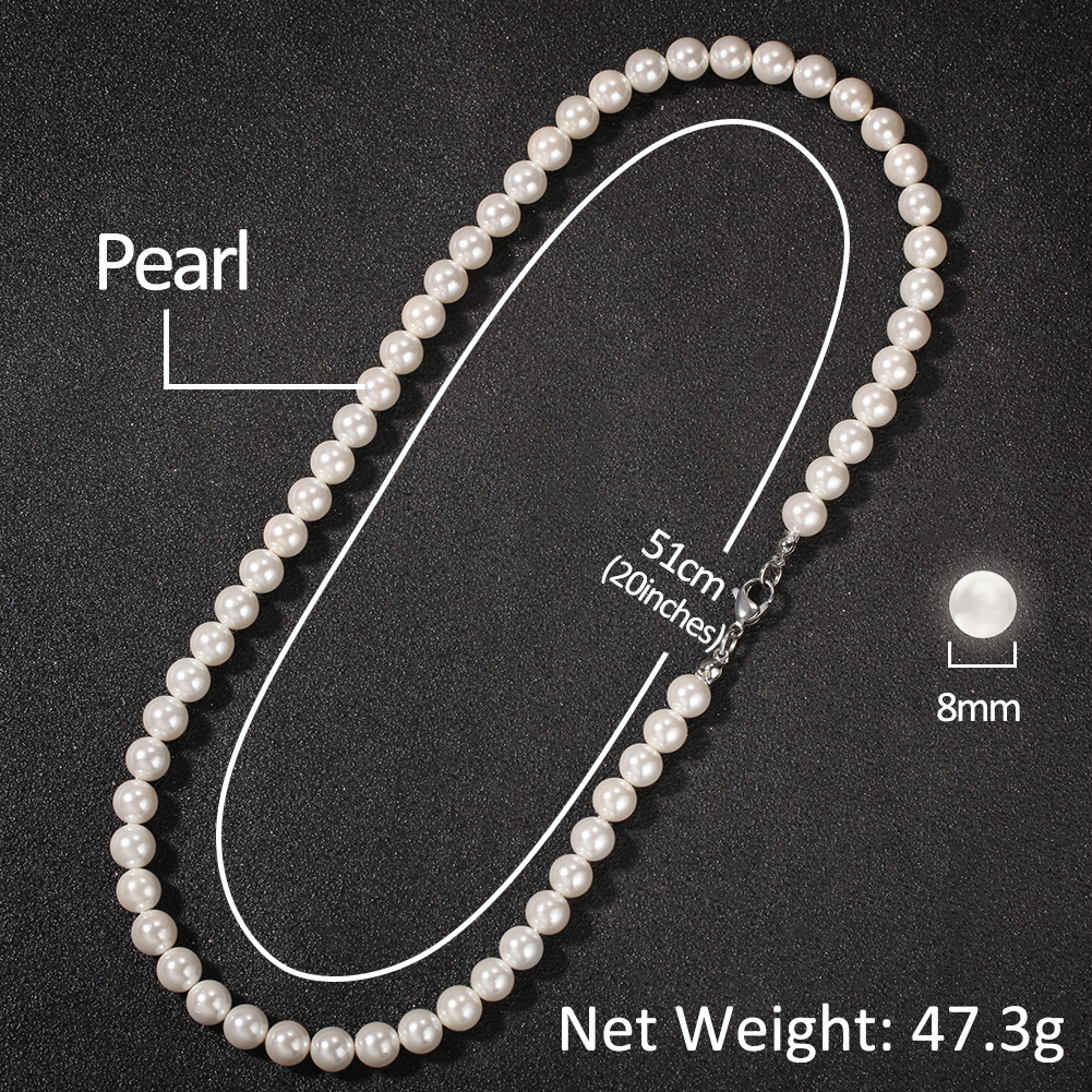 Simple And Stylish 810mm Pearl Necklace Hiphop Trend Men039s Jewelry Wild CZ Diamond Pendant Optional8032752