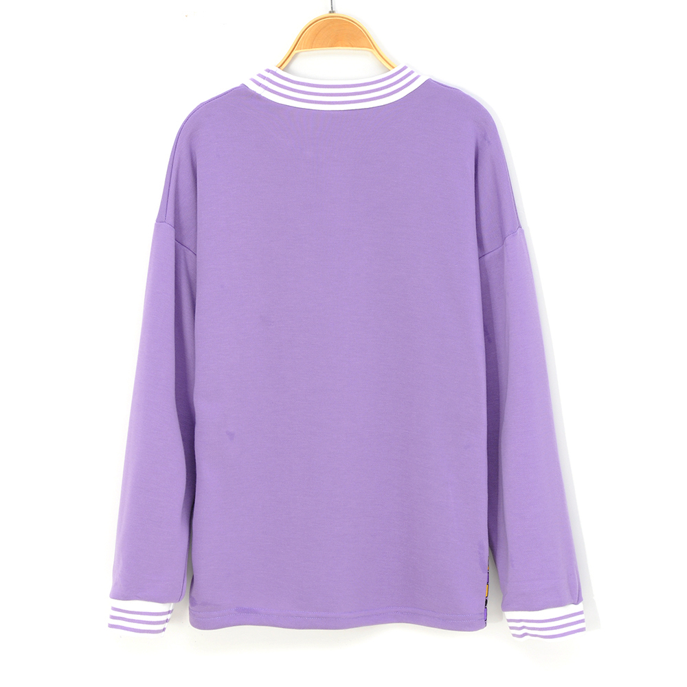 Women Hoodies Purple Autumn Round Neck Young Girls Female Printed Clothes Loose Cute Women Pullover Sweatershirts Oversize 201113