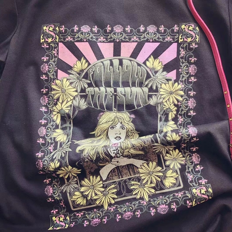 VINTAGE INSPIRED follow the sun Tee black boho t shirt O-neck spring summer new tops women short sleeve chic women t-shirts 210306