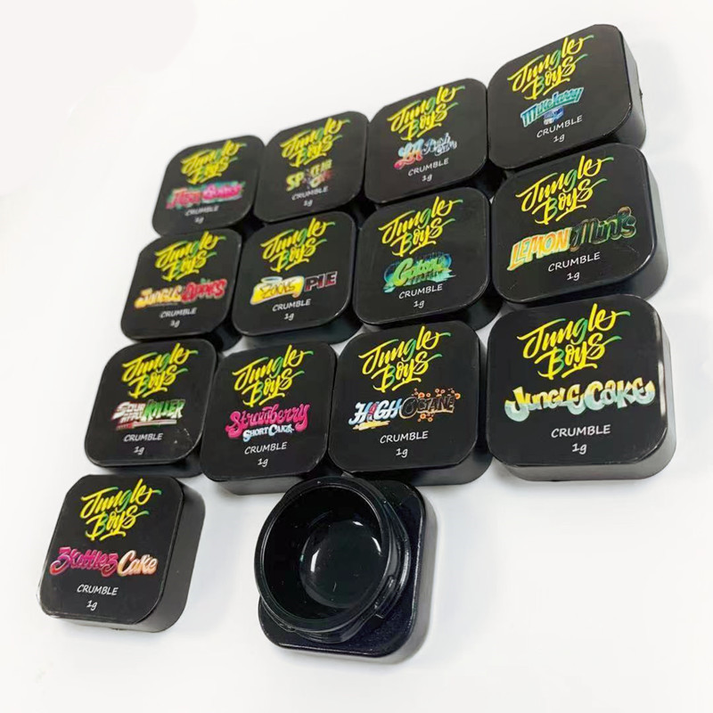 Empty Jungle Boys Crumble Wax Jar 9ml clear Glass Can with Child Resistant Lid for live resin concentrate containers
Empty Jungle Boys Crumble Wax Jar 9ml clear Glass Can with Child Resistant Lid for live resin concentrate containers