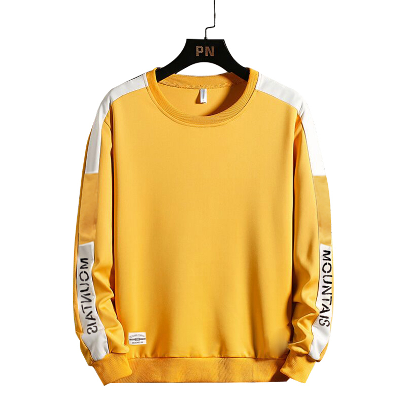 Trend Men Hoodies Casual Solid Splice Pullover ONeck Slim Fit Men's Sportswear Sweatshirt Print Male Hoody Tracksuit 201020