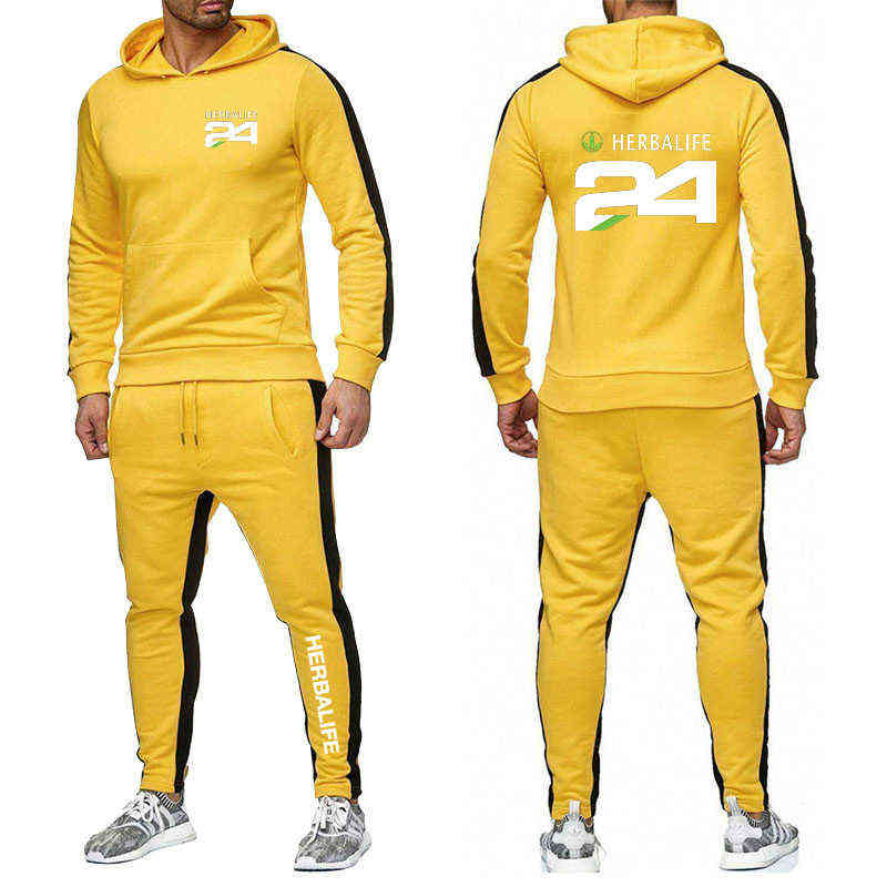 HERBALIFE 24 Printing Spring Autumn Man's 2021 New Sweatshirts Sweatpants Set Male Casual Customize Cotton Hoodie Trousers Suit G1217