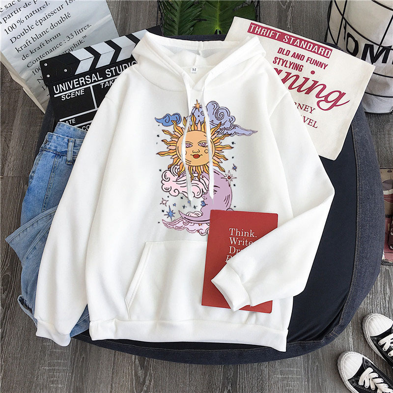 Sun and Moon Harajuku Hoodie Winter Clothes Women Oversized Sweatshirt Women Gothic Loose Streetweaer Hoodie Korean Tops 201216