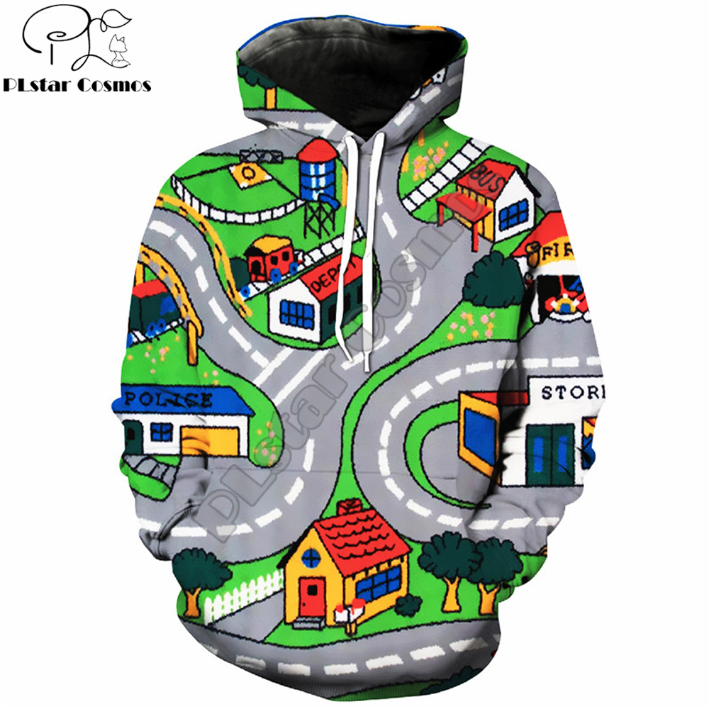 Drop Shipping Fashion Mens 3d Hoodies Toy Roads Cartoon Printed Hooded Sweatshirt Unisex Streetwear Casual Tracksuits 201020
