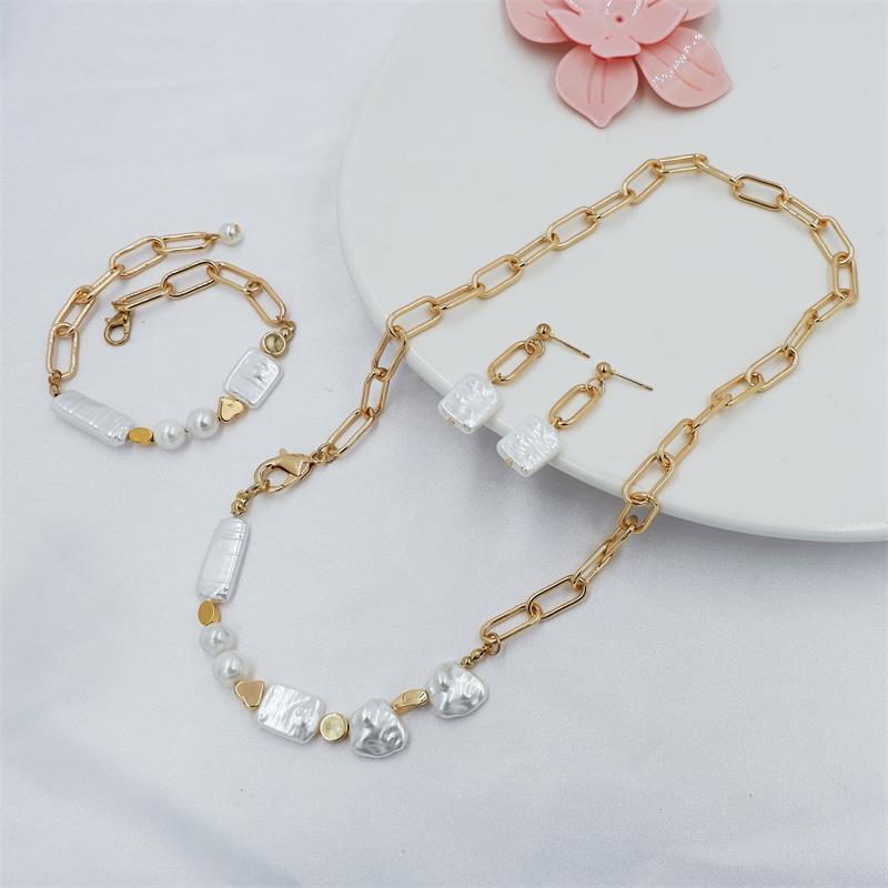 Earrings & Necklace Punk Pearl Set For Women Gold Color Irregular Beads Zinc Alloy Metal Female Jewelry Party Gifts, As pic
Earrings & Necklace Punk Pearl Set For Women Gold Color Irregular Beads Zinc Alloy Metal Female Jewelry Party Gifts, As pic