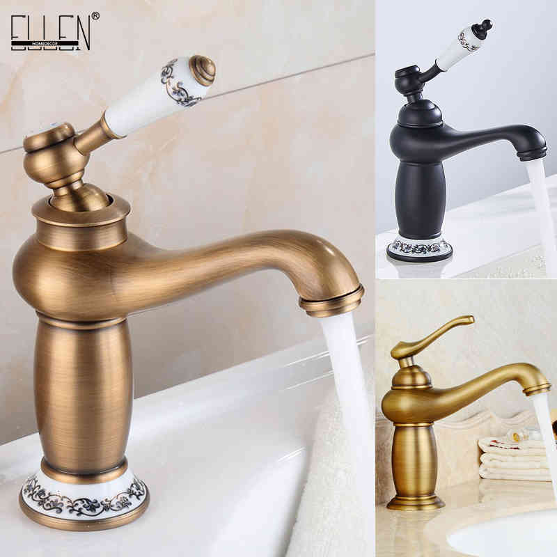 

Bathroom Sink Faucets Faucet Antique Bronze Finish Brass Basin Solid Single Handle Water Mixer Taps Bath Crane Elfct001 Uzj5