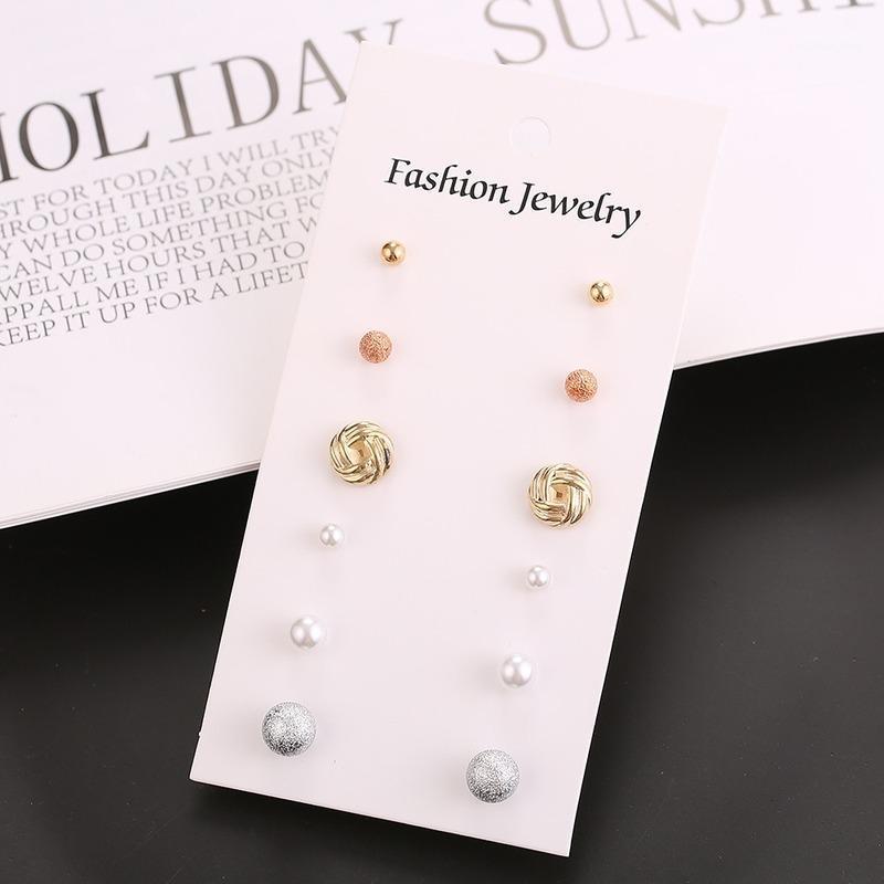 Stud 6 Pairs European And American Studs Gold Silver Beads Pearl Earrings Ear Rings For Women Accessories Fashion Jewelry, Golden;silver
Stud 6 Pairs European And American Studs Gold Silver Beads Pearl Earrings Ear Rings For Women Accessories Fashion Jewelry, Golden;silver