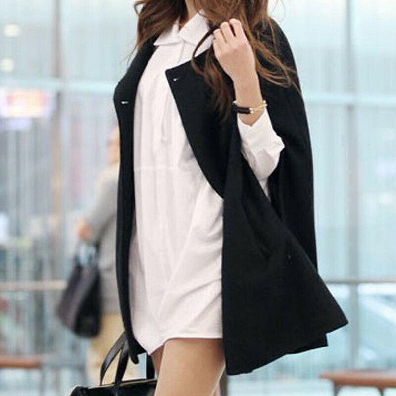 Cotton Coat Cloak Women Loose Poncho Winter Warm Cape Parka Outwear Batwing Casual