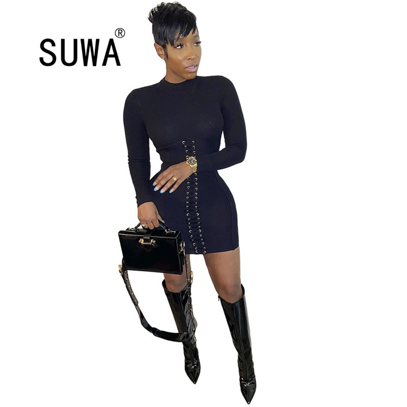 Classic Autumn Winter Women Vintage Lace Up Long Sleeve O-neck Bodycon Mini Dress Knit Sexy Club Party Bandage Dresses Vestidos 210525, Black
Classic Autumn Winter Women Vintage Lace Up Long Sleeve O-neck Bodycon Mini Dress Knit Sexy Club Party Bandage Dresses Vestidos 210525, Black