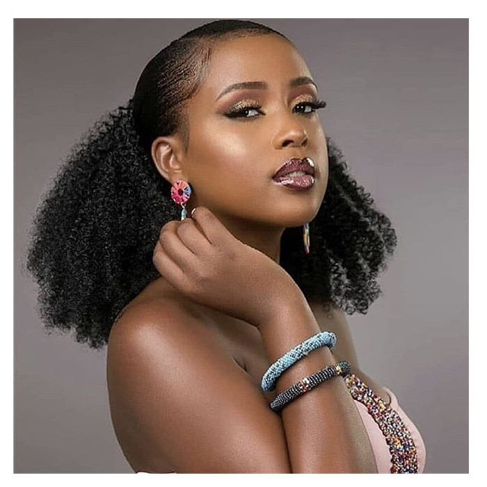 Afro Kinky Curly 3C 4A Human Hair Ponytail With Drawstring Kinki Pony tail Natural hairpiece Extensions Ponytails For American and Africa Black Women 