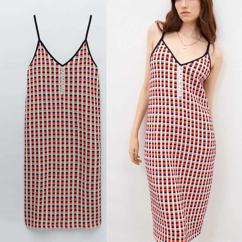 ZA Summer Red Jacquard Dress Women Sleeveless Spaghetti Straps Sexy Plaid Sundress Woman Fashion Knit Party Dresses 210602
ZA Summer Red Jacquard Dress Women Sleeveless Spaghetti Straps Sexy Plaid Sundress Woman Fashion Knit Party Dresses 210602