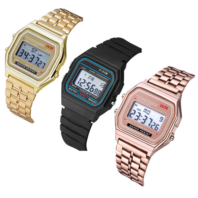 Wristwatches F91W Steel Strap Unisex Watch Vintage LED Digital Sports Military Watches Electronic Wrist Band Clock Ladies Present Gift, Silver
Wristwatches F91W Steel Strap Unisex Watch Vintage LED Digital Sports Military Watches Electronic Wrist Band Clock Ladies Present Gift, Silver