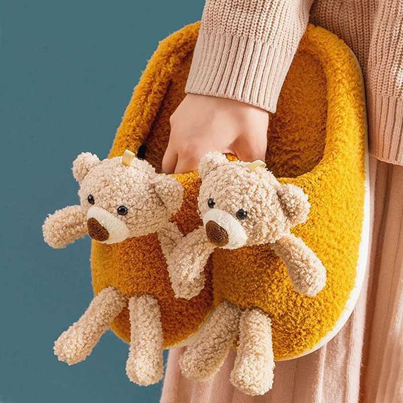 Cartoon 3d Bear Women Fluffy Slippers Lovely Winter Warm Fur Shoes Men Couples Thick Sole Home Indoor Boys Girl Zapatillas Mujer H0827, Orange
Cartoon 3d Bear Women Fluffy Slippers Lovely Winter Warm Fur Shoes Men Couples Thick Sole Home Indoor Boys Girl Zapatillas Mujer H0827, Orange