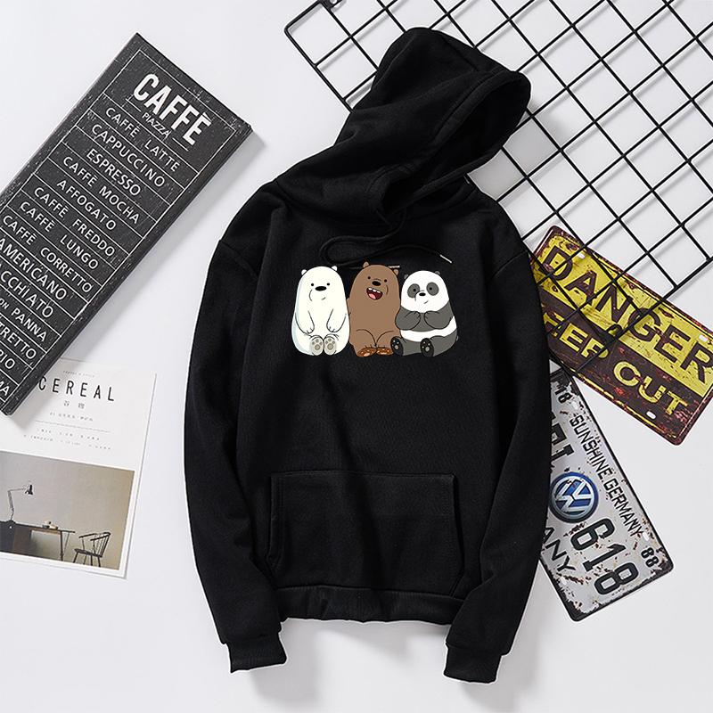 Plus size Autumn Winter Tops Velvet Sweatshirts Coat Women Anime Bears Printed Cute Hoodies Long Sleeve Streetwear Pullovers 201127
