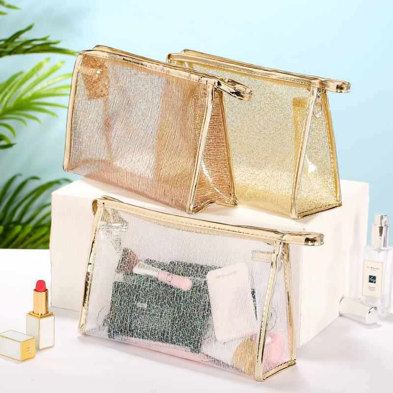 Gold Wire Decor Waterproof PVC Clear Transparent Makeup Bag Wash Toiletry Zipper Pouch Cosmetic Bag Beauty Case Travel Organizer
Gold Wire Decor Waterproof PVC Clear Transparent Makeup Bag Wash Toiletry Zipper Pouch Cosmetic Bag Beauty Case Travel Organizer
