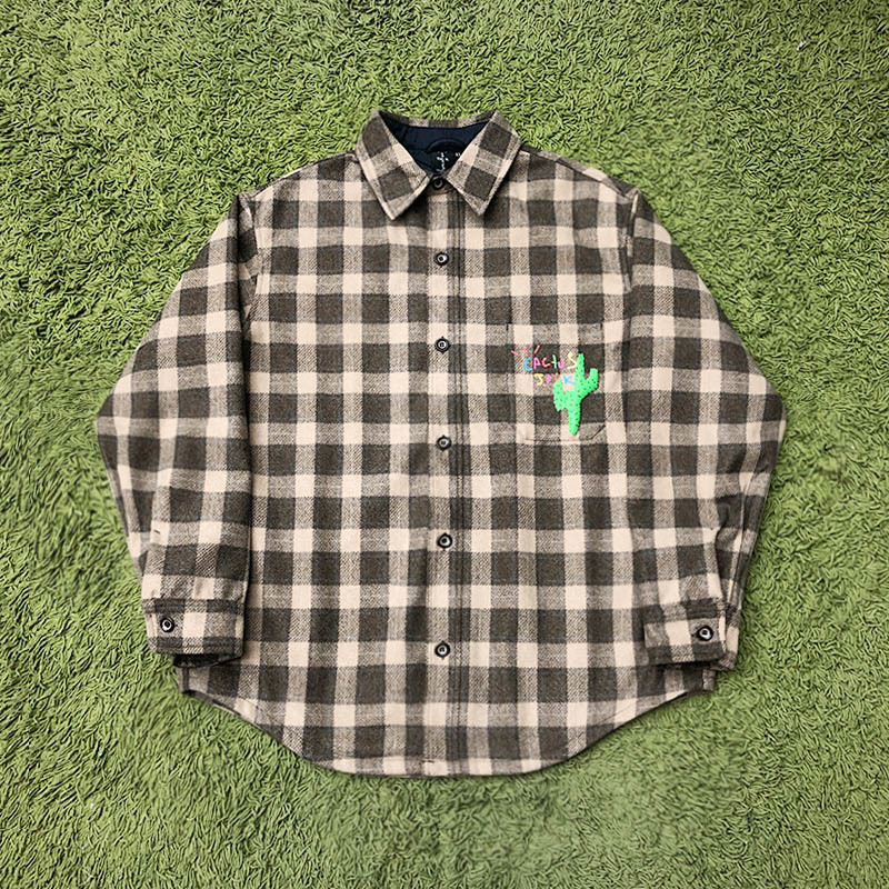 2021 New Plaid Travis Scott Foaming Printing Cactus Jack Flannel Jacket Hoodies Men Women Woolen Shirt Wool Jersey Coats Ps0d 
2021 New Plaid Travis Scott Foaming Printing Cactus Jack Flannel Jacket Hoodies Men Women Woolen Shirt Wool Jersey Coats Ps0d