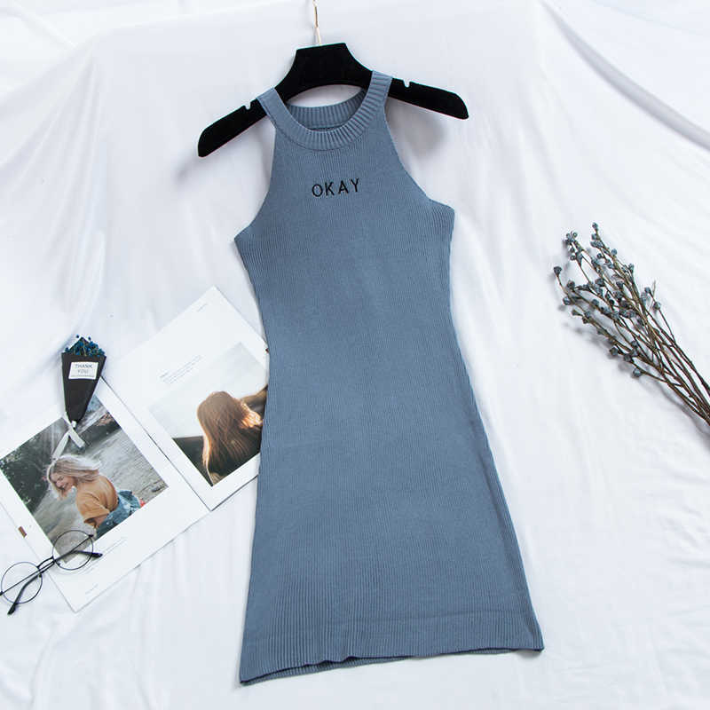 Elegant Knitted Summer Women Dress Sexy Halter OKAY Letter Sleeveless Bodycon Lady Dresses Vestidos W109 210526, Pink
Elegant Knitted Summer Women Dress Sexy Halter OKAY Letter Sleeveless Bodycon Lady Dresses Vestidos W109 210526, Pink
