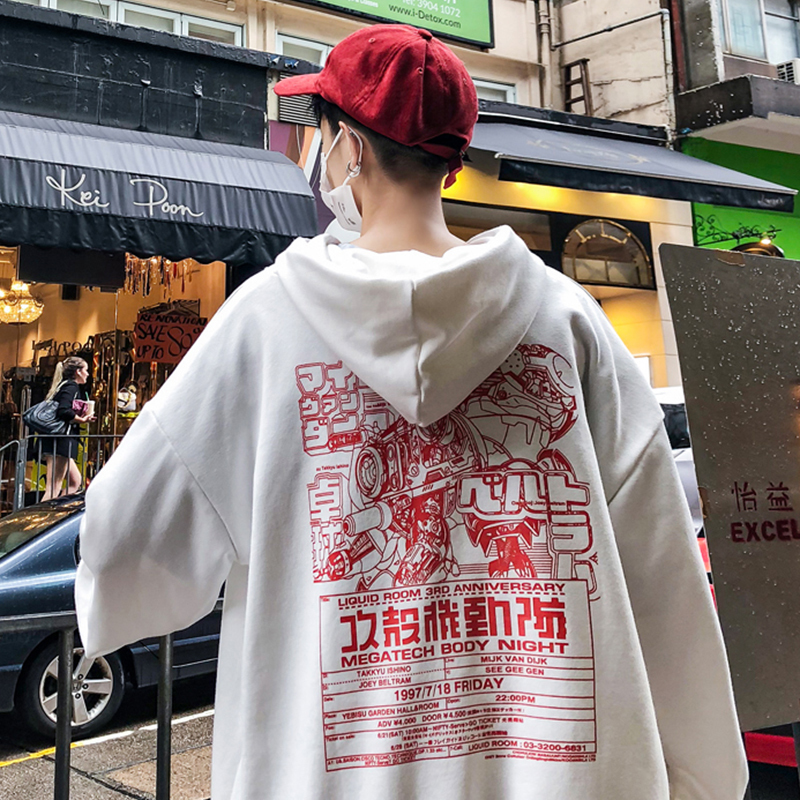LEGIBLE Men Hip Hop Print Hooded Hoodies Mens Autumn Harajuku Sweatshirt Male Japanese Streetwear Skateboard Pullover 201104