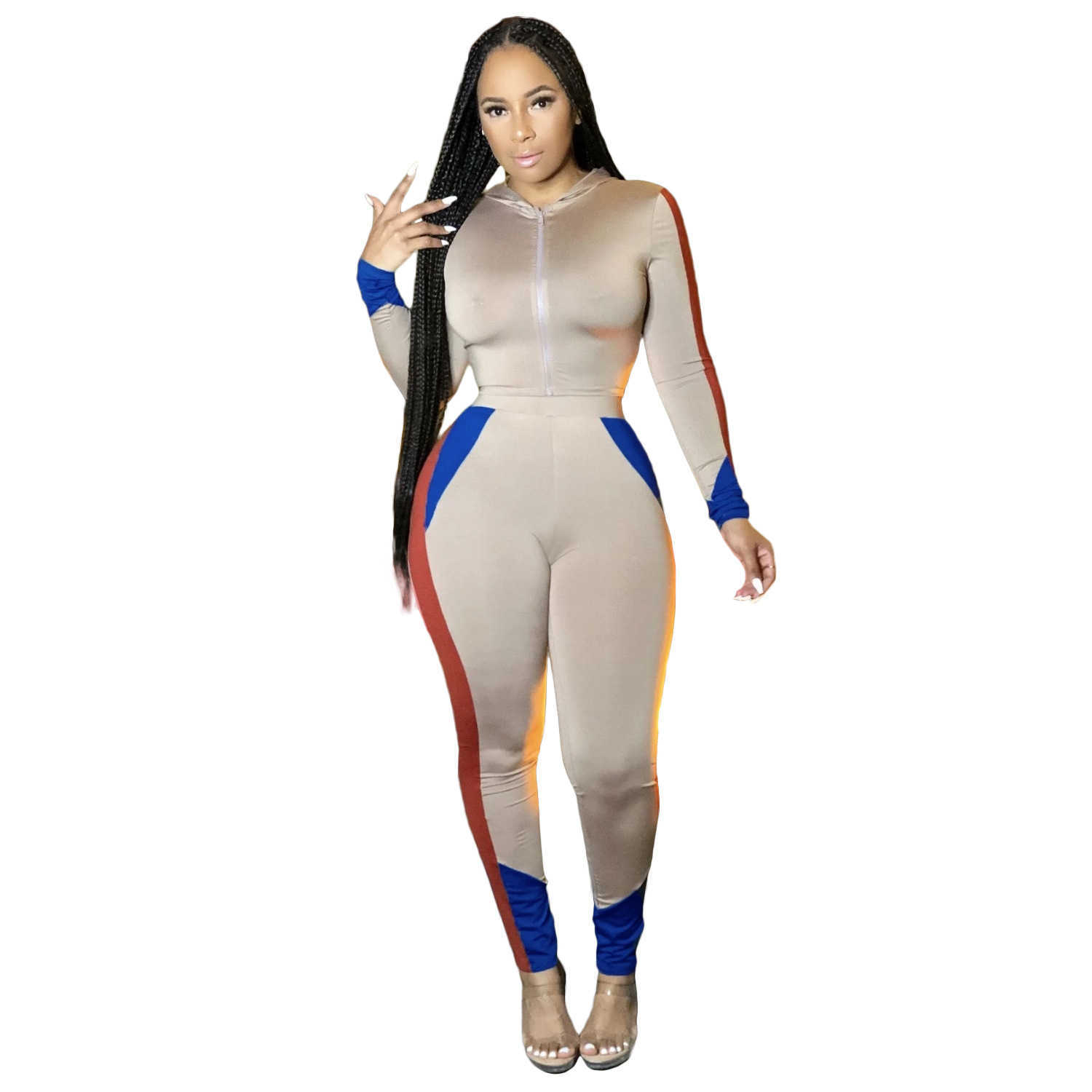 Women's Two Piece Pants Designers Women Clothes pants 2023 fashion tight splicing two piece set leisure sports suit hooded suit