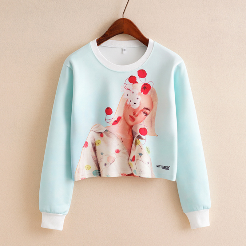 QRWR Sweatshirt Women Autumn New Fashion Printing O Neck Long Sleeve Hoodies Casual Cropped Women Sweatshirts 201212