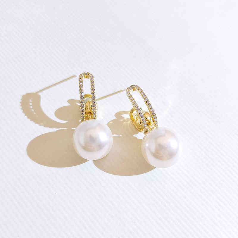 Charms Ear Stud Clip Rings High Sense Pearl 2021 Fashion Korean Temperament Net Red Design Minority