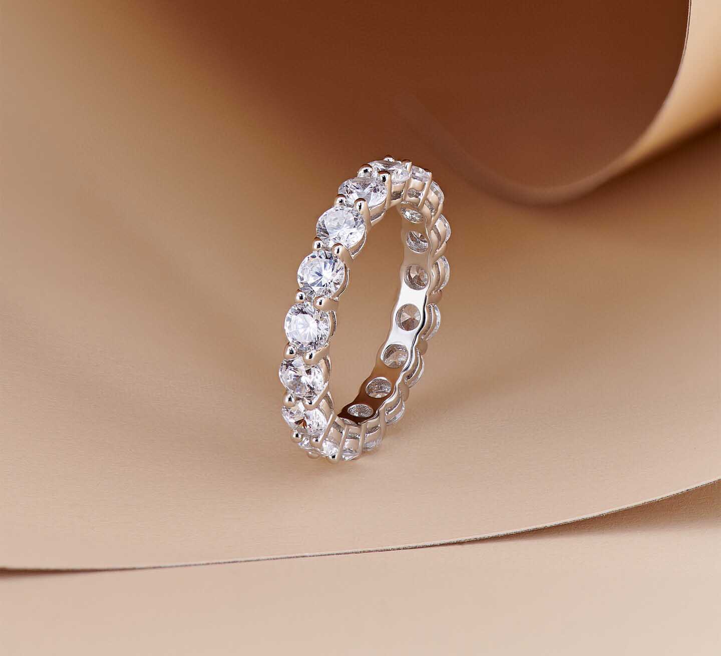 S925 silver charm punk band ring with all Sparkly diamonds in 20" size for women wedding jewelry PS8807