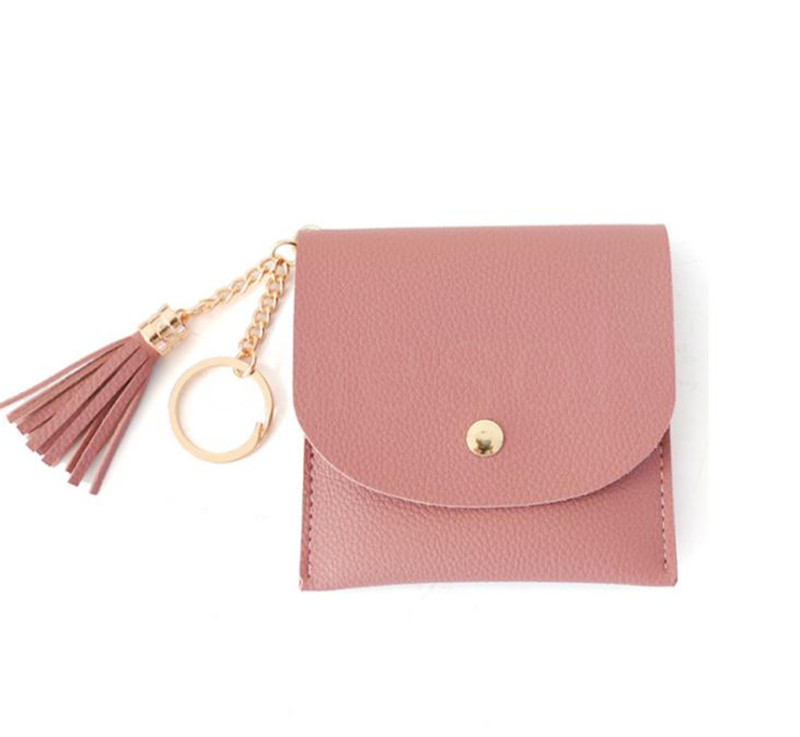 Wallets Women Coin Purse Ladies Pu Leather Tassel & Metal Ring Clutch Keychain Thin Key Bag Card Holders Mini Pouch DB502 Y260206