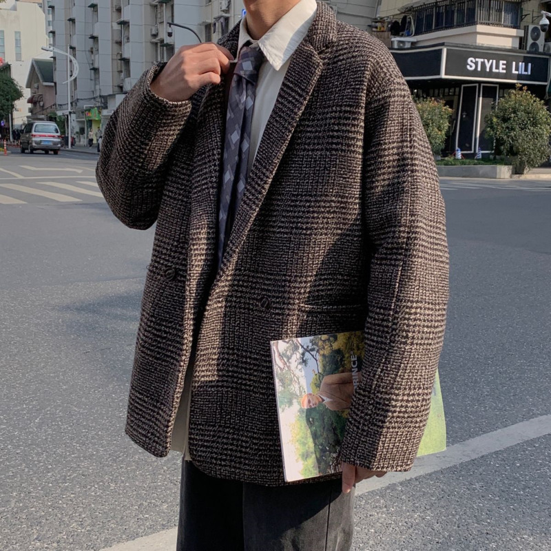 2021 New Winter Plus Cotton Thick Plaid Men's Warmth Fashion Casual Retro Men Short Woolen Coat Mens Iubj, Brown
2021 New Winter Plus Cotton Thick Plaid Men's Warmth Fashion Casual Retro Men Short Woolen Coat Mens Iubj, Brown