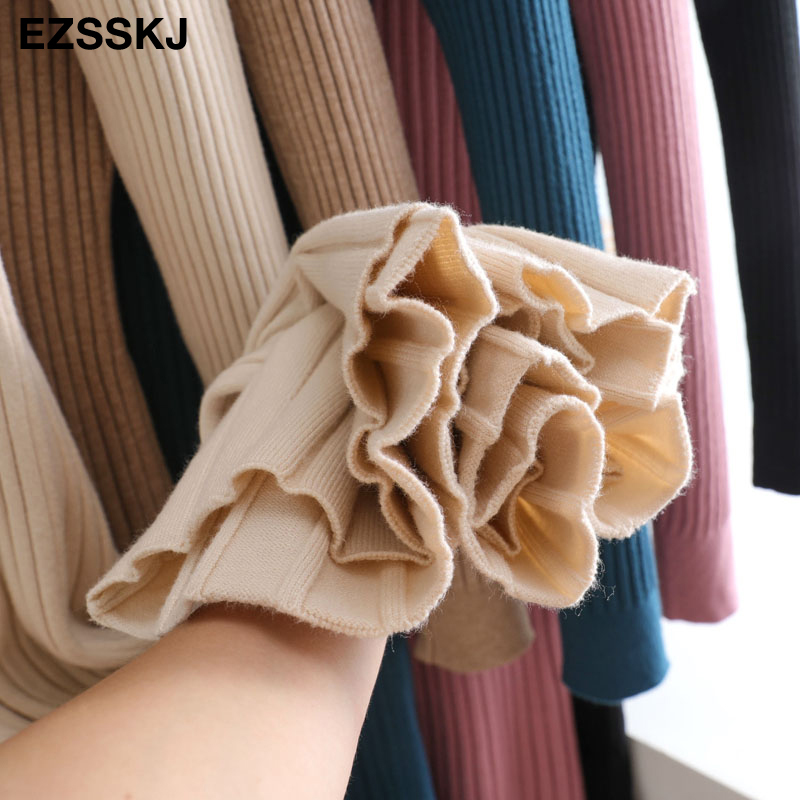 elegant Long sleeve OL O-neck long Sweater dress women Thick knit Autumn Winter dress female Slim A-line basic dress casual 210222