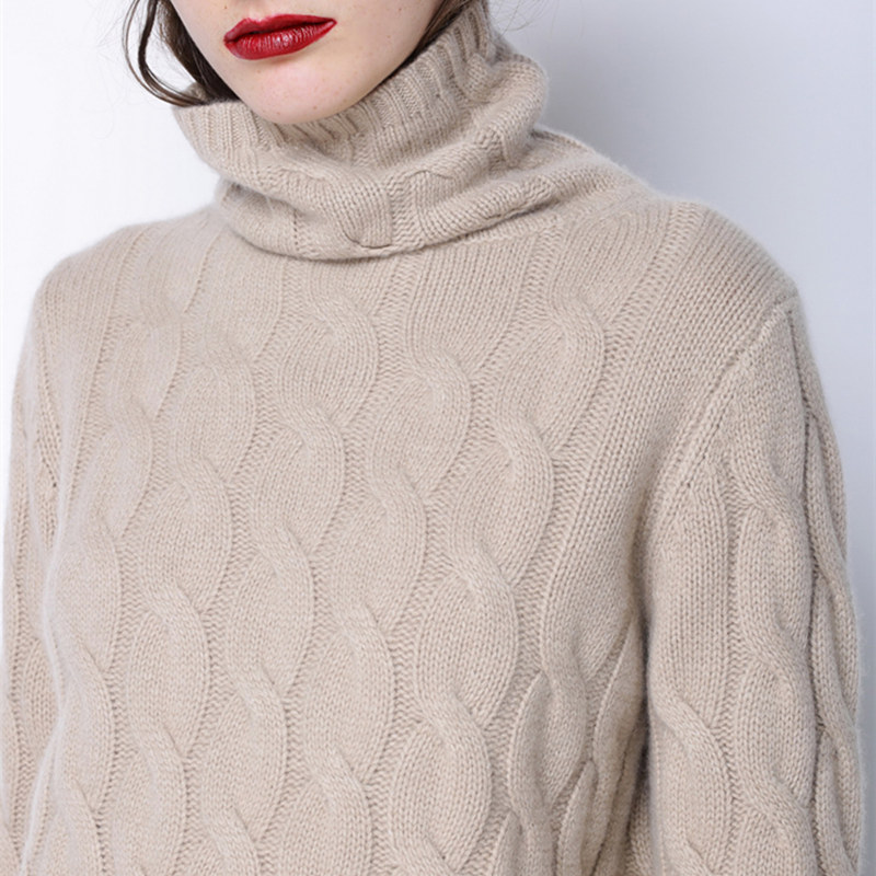winter thick turtleneck sweater women 100% pure cashmere sweater female twist knitted bottoming warm pullover 210218