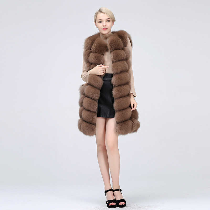 Natural Real Fur Vest Coat For Jacket Female s Waistcoat Long s 210816