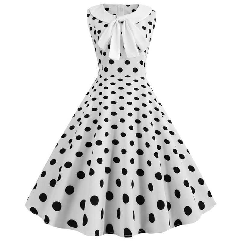 Plus Size Polka Dot Vintage Dress Women Summer Pink Rockabilly Office Party Dress Casual Peter Pan Collar Bow Sundress Vestidos 210630