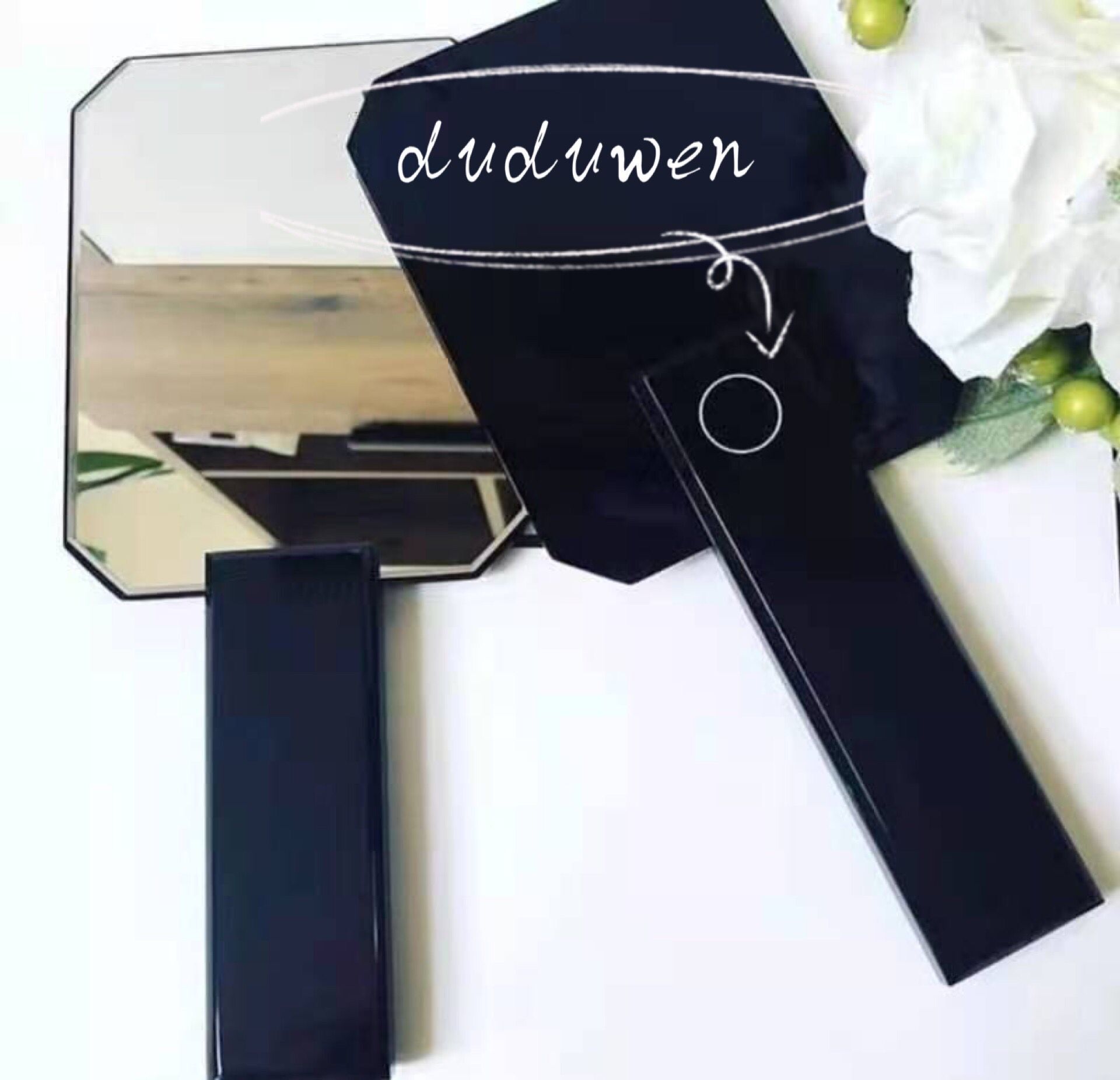 23X13.3X10CM collection boutique Makeup Mirrors Vintage acrylic C handle mirror fashion Cosmetics Tools with Gift Box