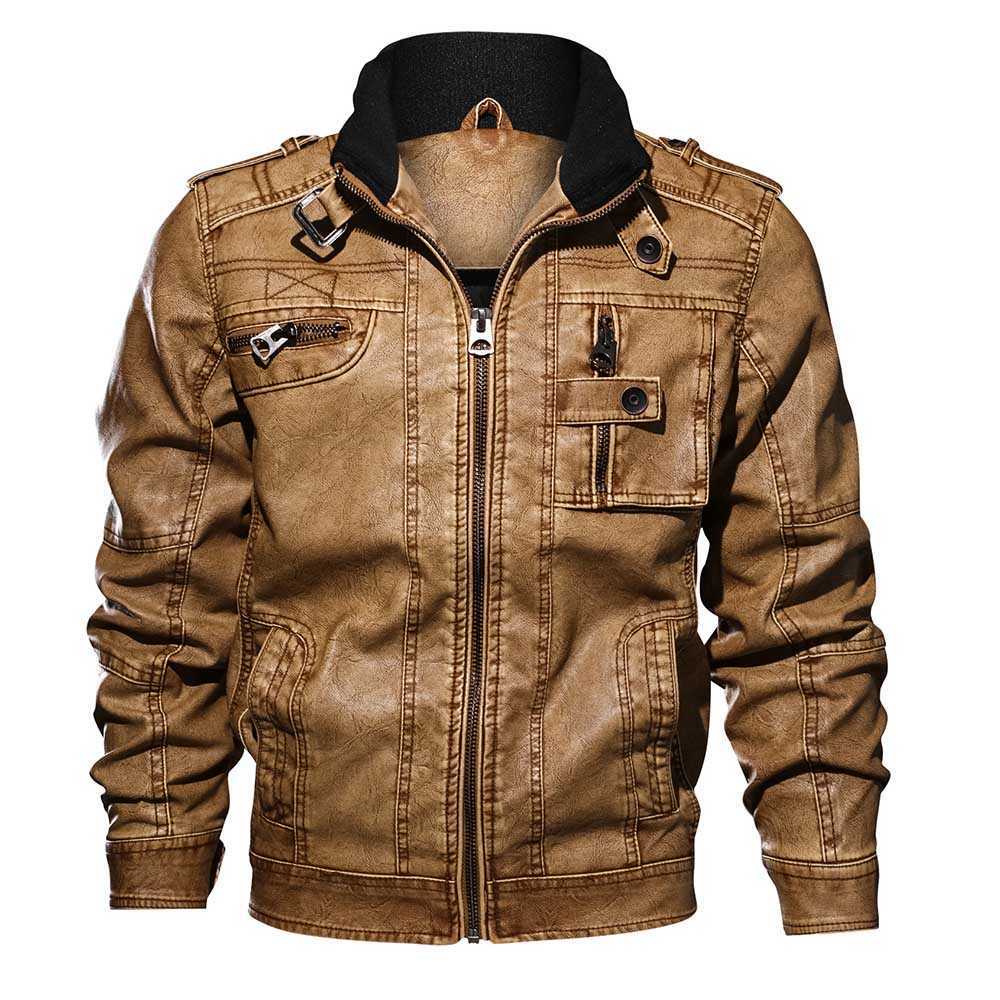 Men's PU Leather Jacket Winter Military Pilot Bomber Jackets Autumn Fashion Outerwear Motorcycle Biker Leather Coat JK18022 211018
